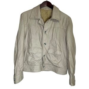 Vintage Made in Italy Wool Blend Utility Jacket Cropped Boxy Workwear 60s Lined